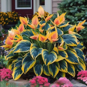 Хоста Флейм Данс купить по цене от 650р. в интернет-магазине «Посадика» с доставкой почтой в в Барабинске и по всей России – [изображение №1].